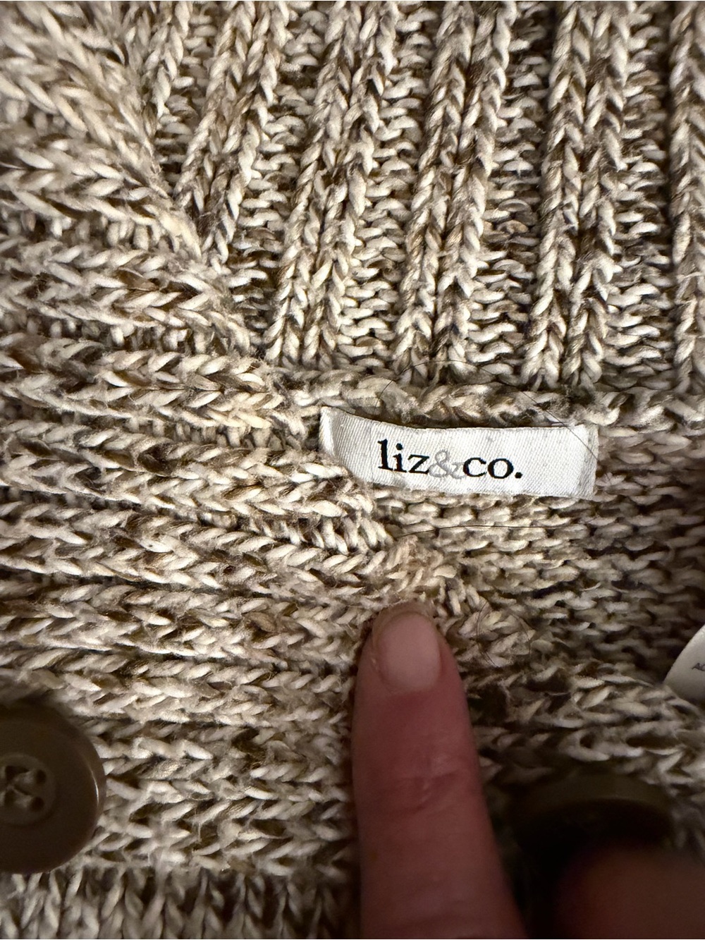 liz & co. Marled Knit Cowl Neck Sweater in Cream and tan - Picture 8 of 9